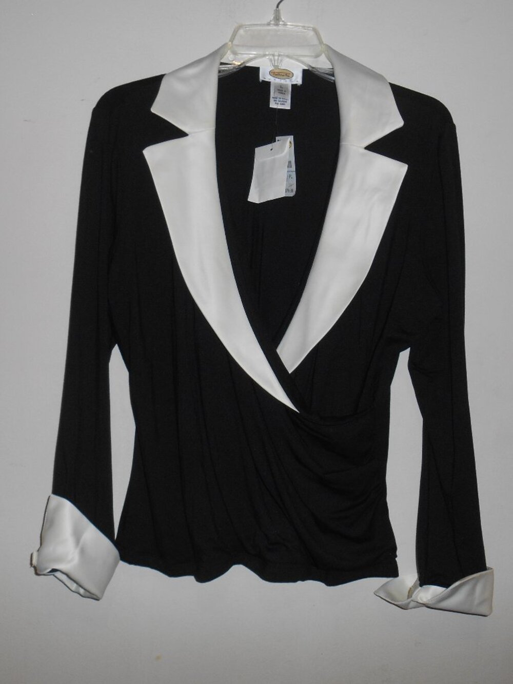 Talbots black and white surplice top, nwt, size L